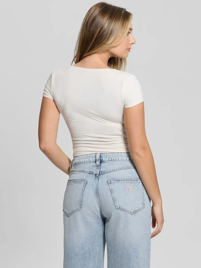 GUESS Tops Eco Rayla Ruched Top White 8211 Women