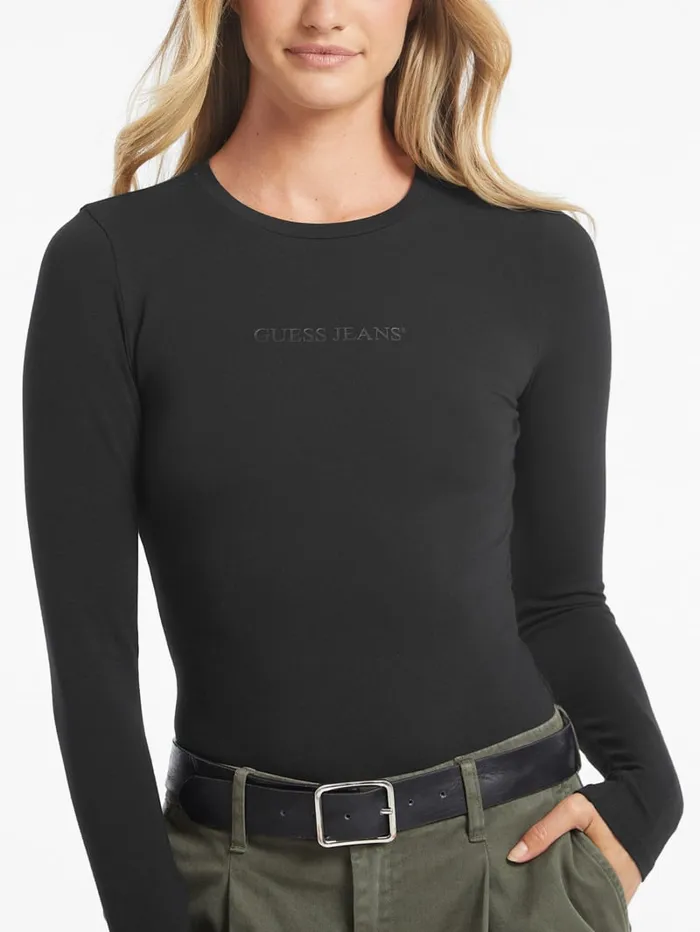 GUESS Tops Embroidered Logo Bodysuit Beige 8211 Women