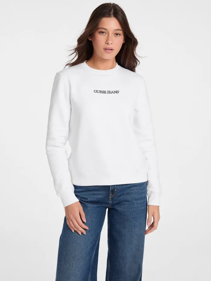 GUESS Tops Embroidered Logo Sweatshirt White 8211 Women
