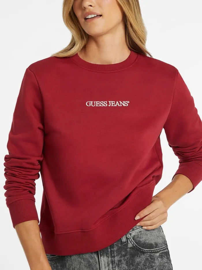 GUESS Tops Embroidered Logo Sweatshirt White 8211 Women