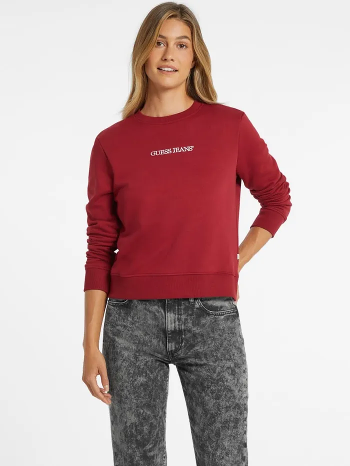 GUESS Tops Embroidered Logo Sweatshirt White 8211 Women