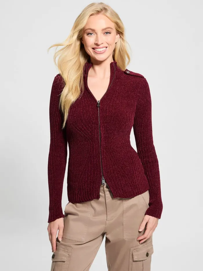 GUESS Tops Keily ZipFront Sweater Red 8211 Women