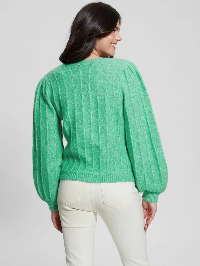 GUESS Tops Madeline Textured VNeck Sweater White 8211 Women
