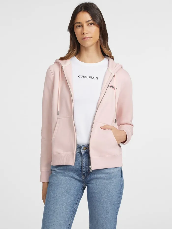 GUESS Tops Mini American Tradition ZipUp Sweatshirt Pink 8211 Women