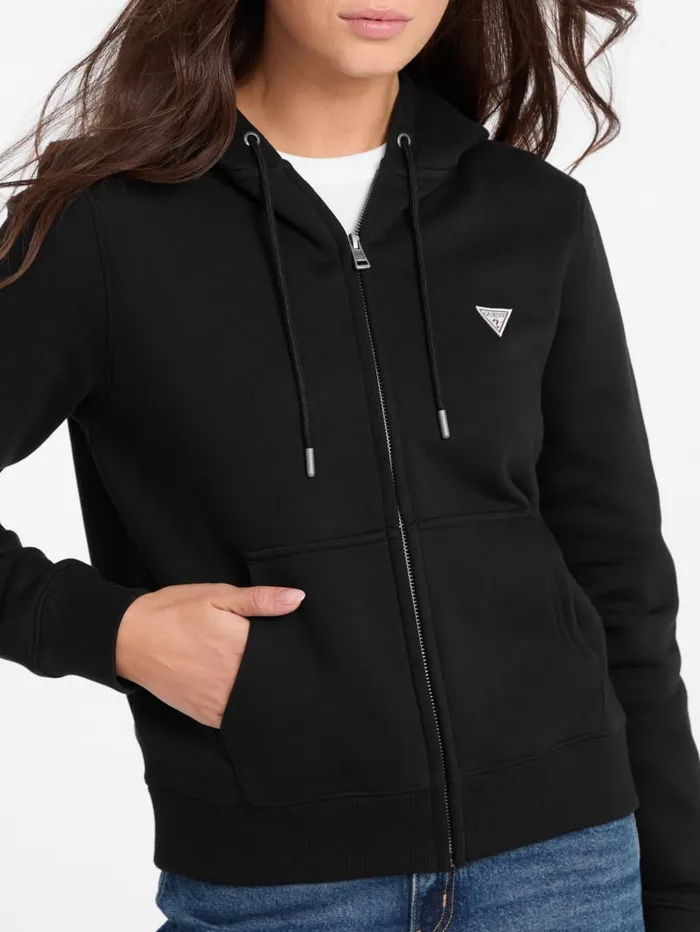 GUESS Tops Mini Patch ZipUp Sweatshirt Black 8211 Women