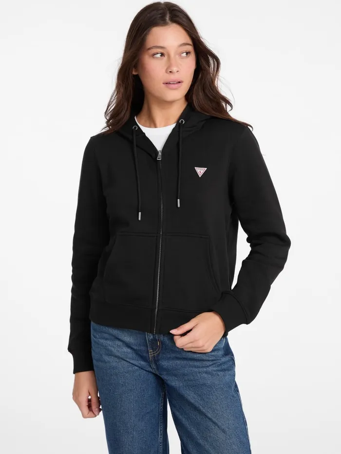 GUESS Tops Mini Patch ZipUp Sweatshirt Black 8211 Women