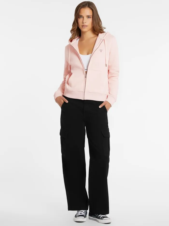 GUESS Tops Mini Patch ZipUp Sweatshirt Black 8211 Women