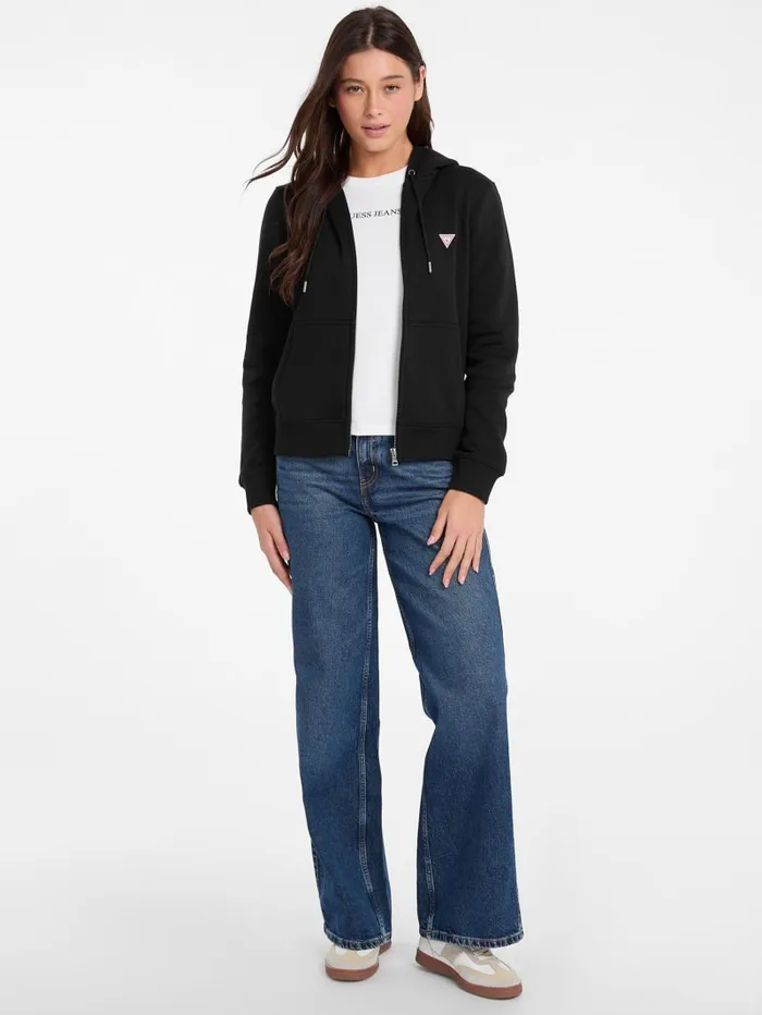 GUESS Tops Mini Patch ZipUp Sweatshirt Black 8211 Women