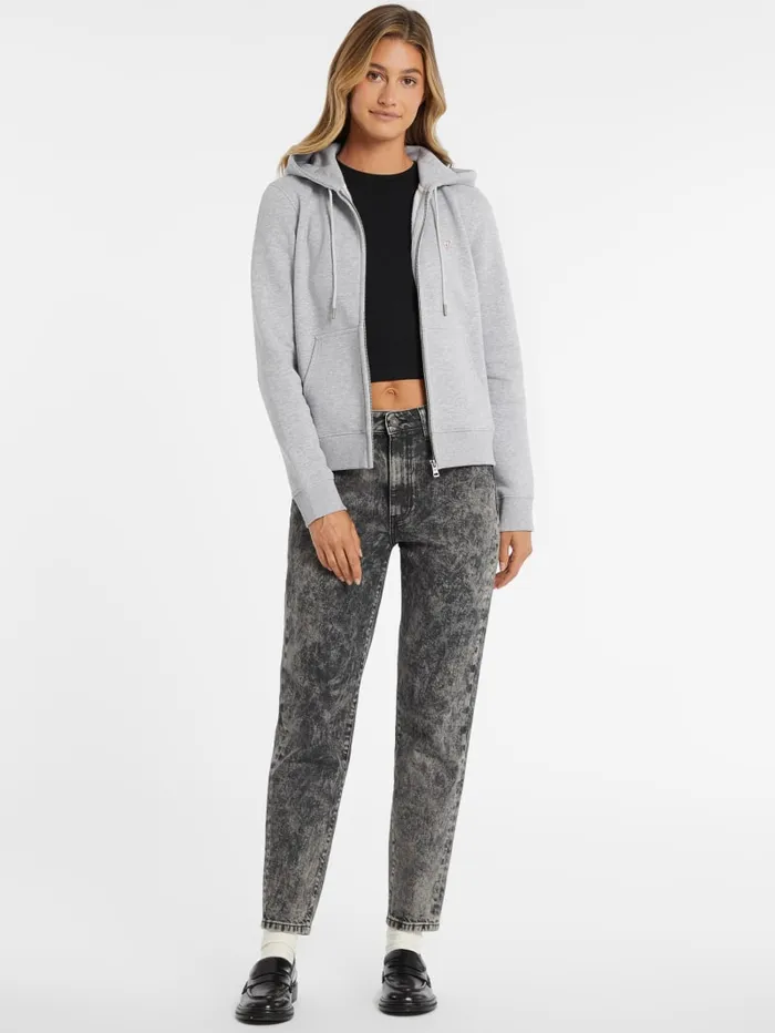 GUESS Tops Mini Patch ZipUp Sweatshirt Black 8211 Women