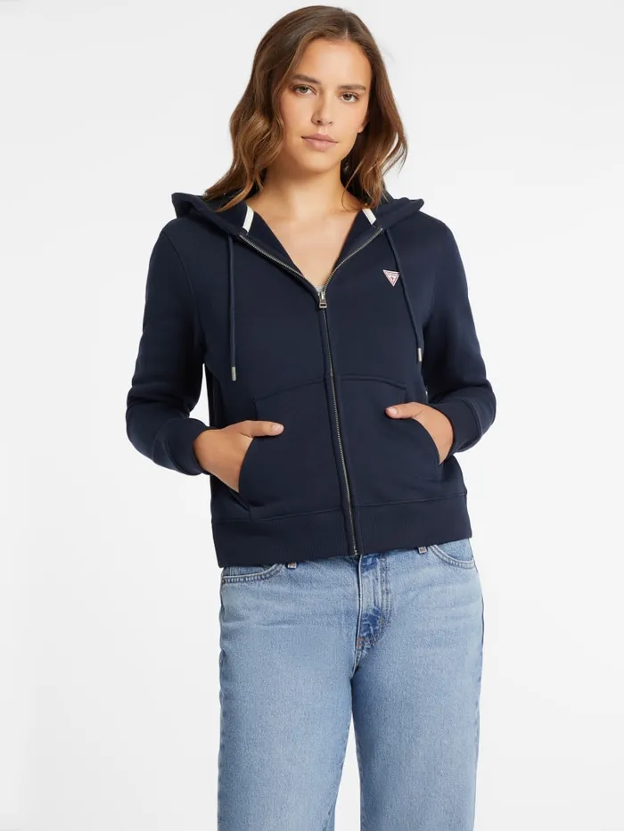 GUESS Tops Mini Patch ZipUp Sweatshirt Black 8211 Women