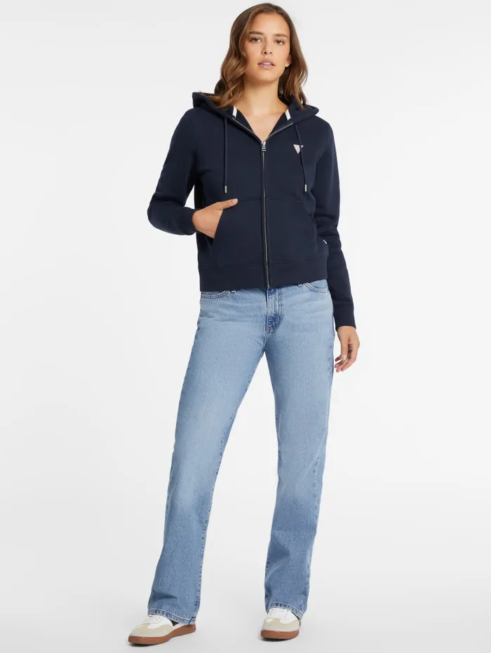 GUESS Tops Mini Patch ZipUp Sweatshirt Black 8211 Women