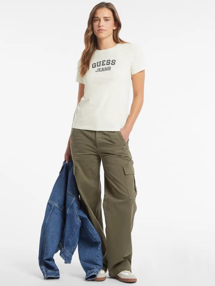 GUESS Tops Regular TwoTone Logo Tee White 8211 Women