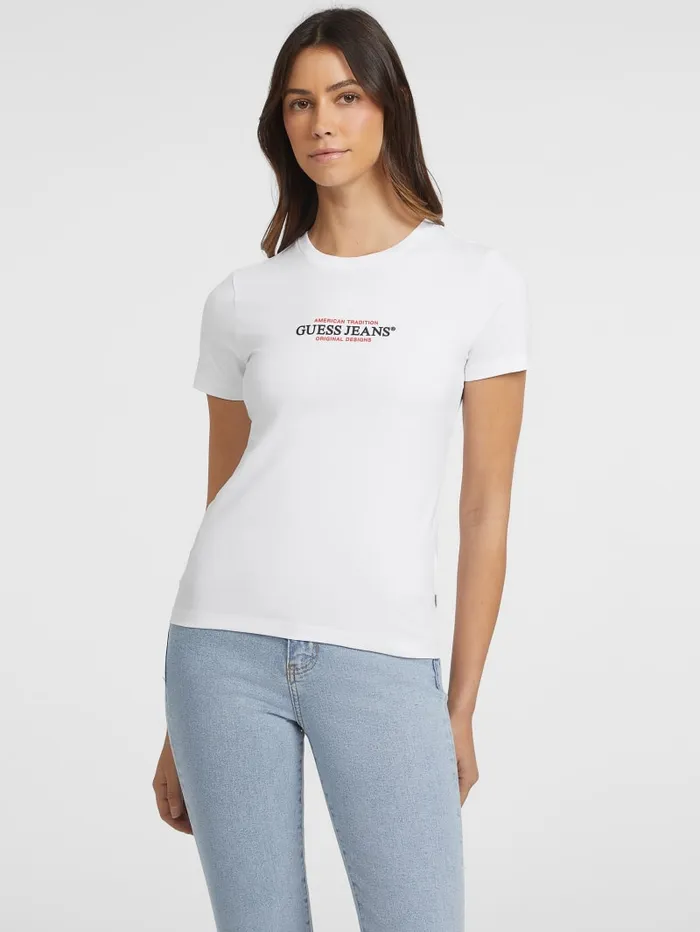 GUESS Tops Slim American Tradition Tee White 8211 Women