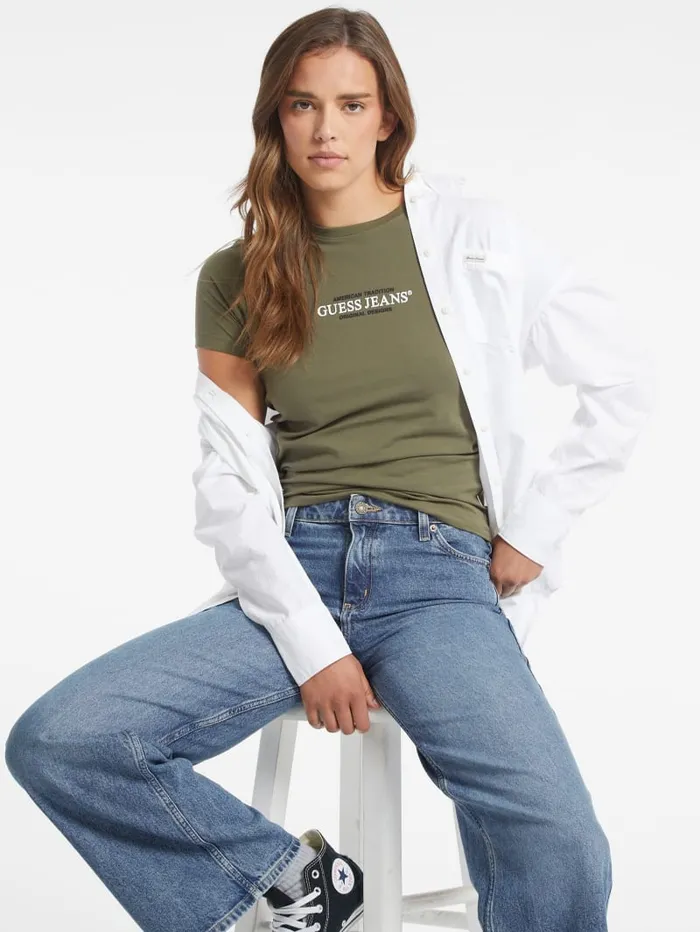 GUESS Tops Slim American Tradition Tee White 8211 Women