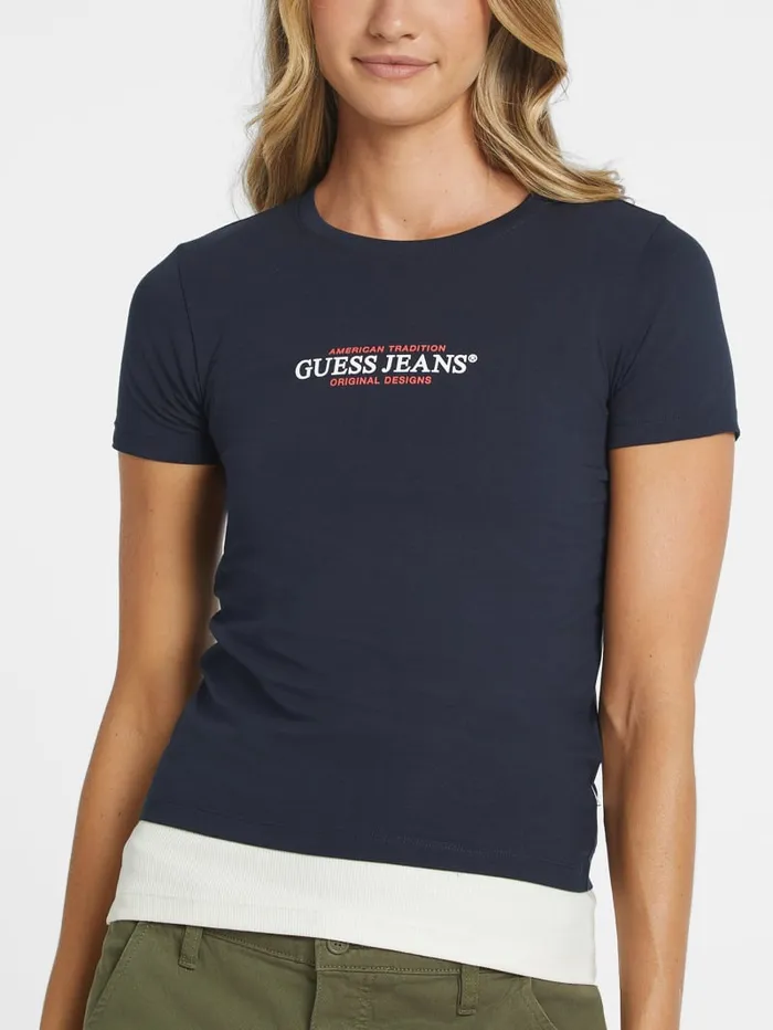 GUESS Tops Slim American Tradition Tee White 8211 Women