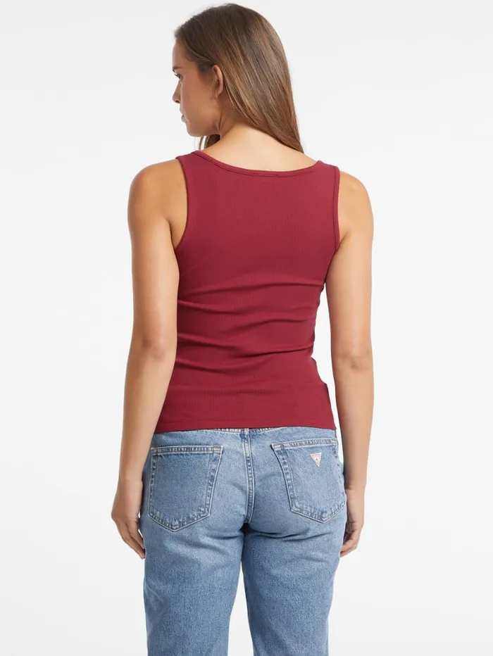GUESS Tops Slim Embroidered Logo Tank Black 8211 Women