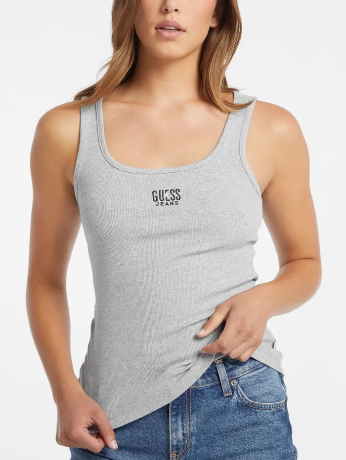 GUESS Tops Slim Embroidered Logo Tank Black 8211 Women