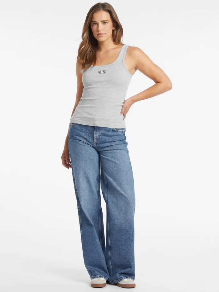 GUESS Tops Slim Embroidered Logo Tank Black 8211 Women