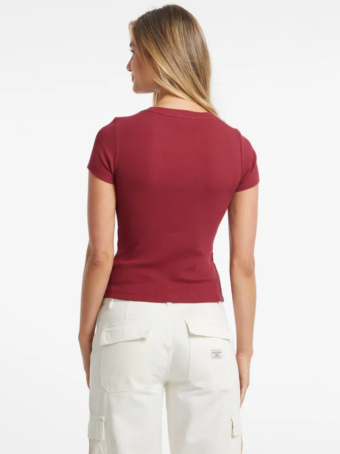 GUESS Tops Slim Embroidered Logo Tee Blue 8211 Women