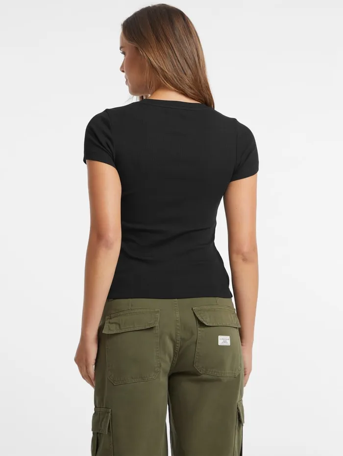 GUESS Tops Slim Embroidered Logo Tee Blue 8211 Women