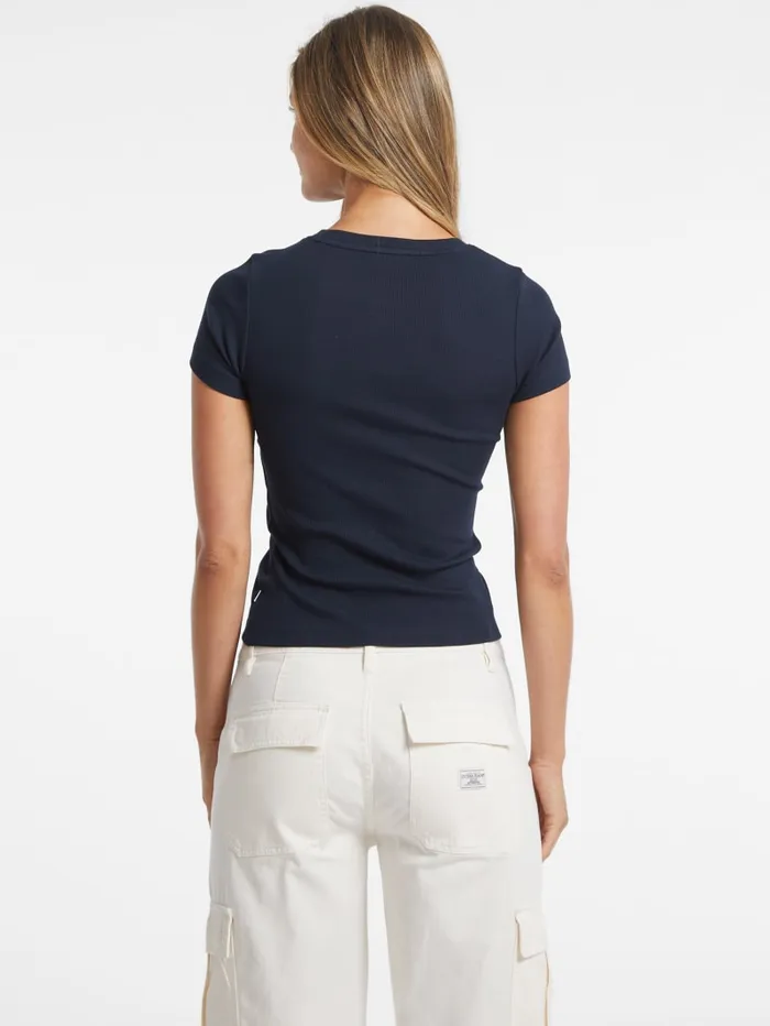 GUESS Tops Slim Embroidered Logo Tee Blue 8211 Women