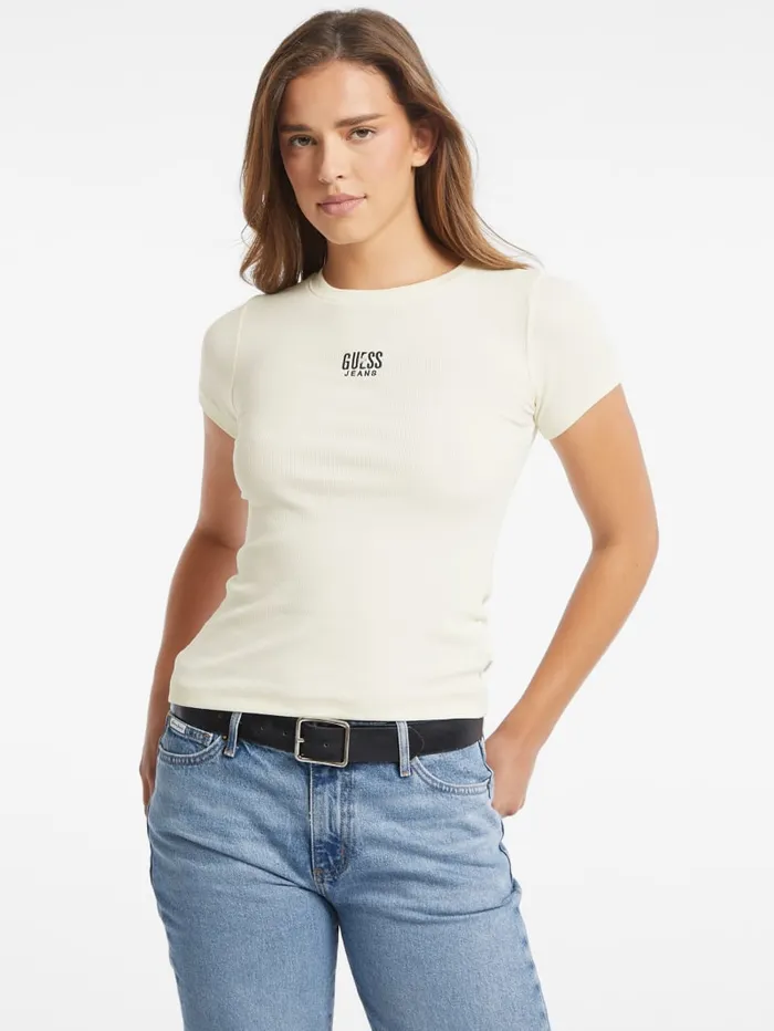 GUESS Tops Slim Embroidered Logo Tee Blue 8211 Women