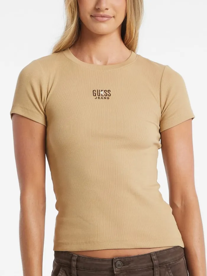 GUESS Tops Slim Embroidered Logo Tee Blue 8211 Women