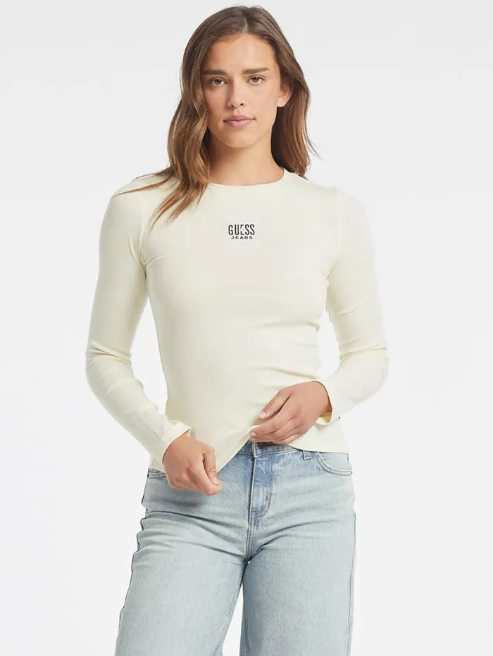 GUESS Tops Slim Embroidered Logo Tee Blue 8211 Women