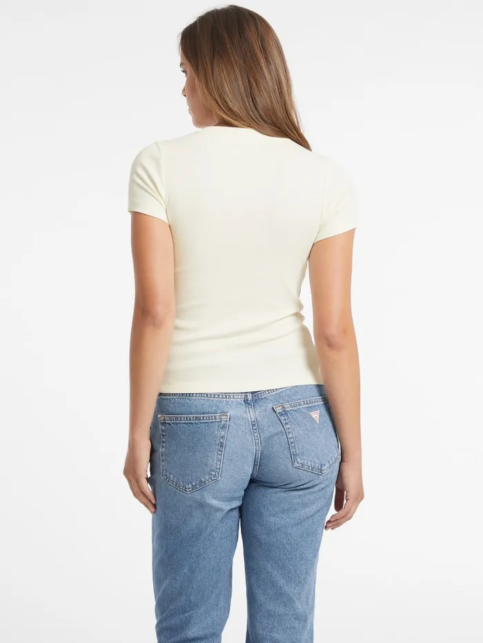 GUESS Tops Slim Embroidered Logo Tee Blue 8211 Women