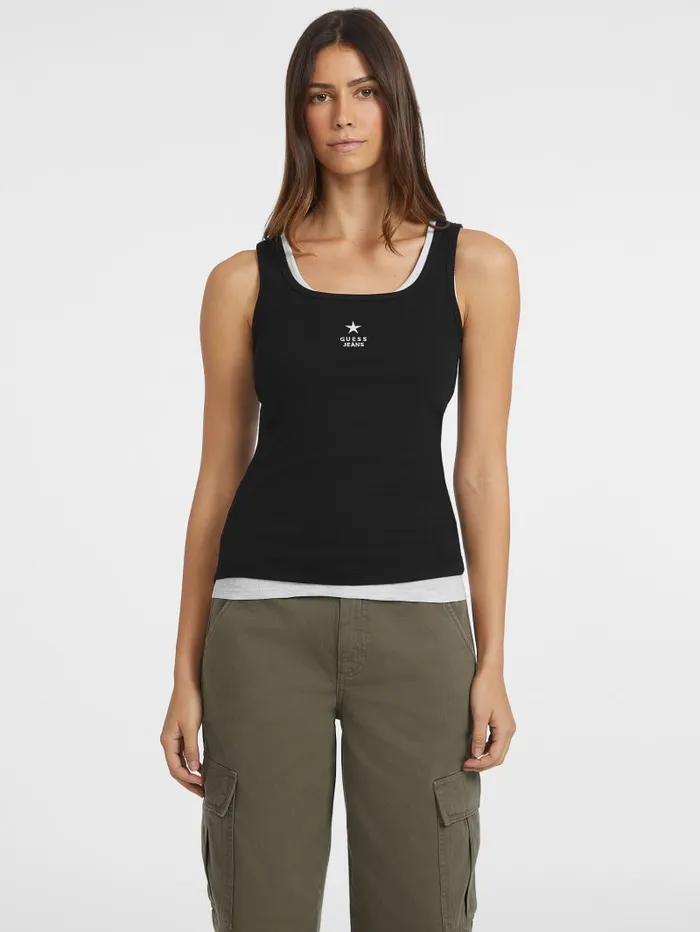 GUESS Tops Slim Embroidered Star Tank Gray 8211 Women