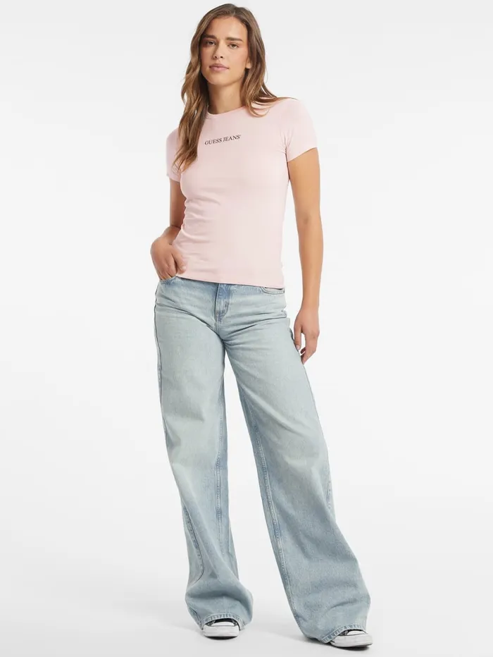 GUESS Tops Slim Logo Tee Blue 8211 Women