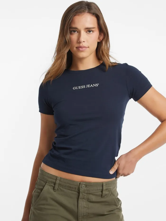 GUESS Tops Slim Logo Tee Blue 8211 Women