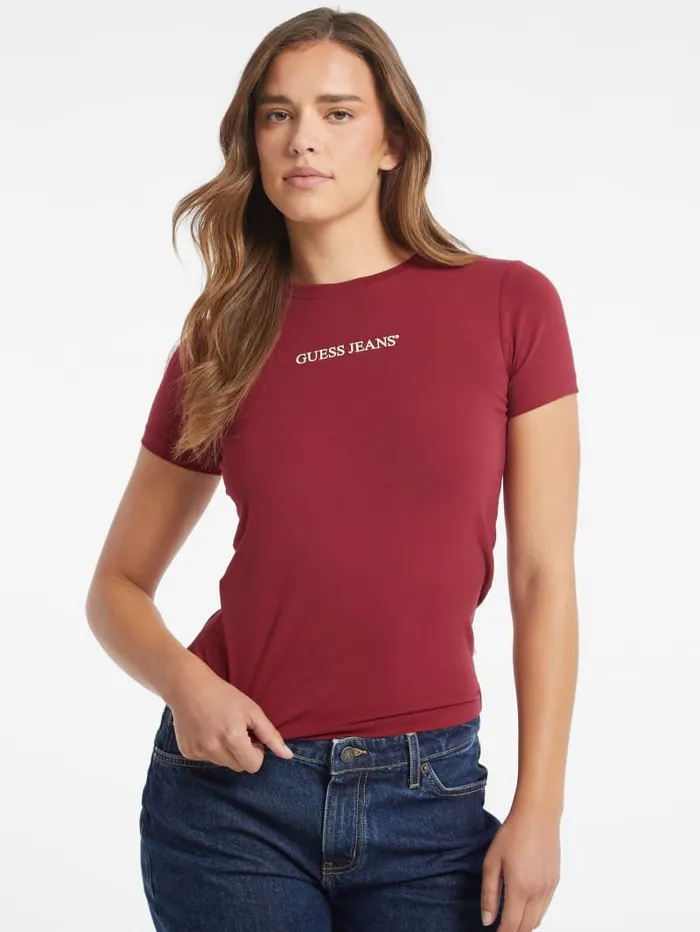 GUESS Tops Slim Logo Tee Red 8211 Women