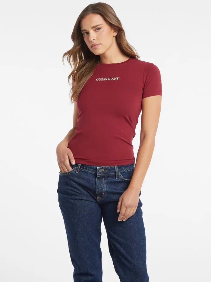 GUESS Tops Slim Logo Tee Red 8211 Women