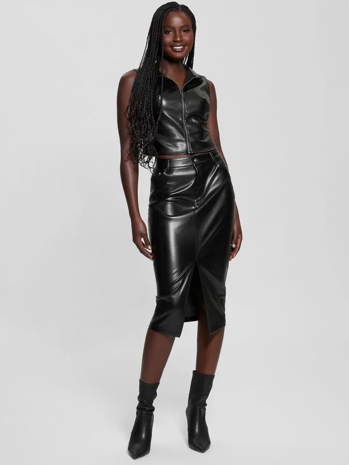 GUESS Tops Vixen FauxLeather Top Black 8211 Women