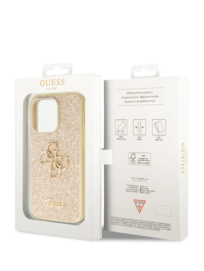 GUESS Travel and Tech Glitter IPhone 14 Pro Case Gold 8211 Women
