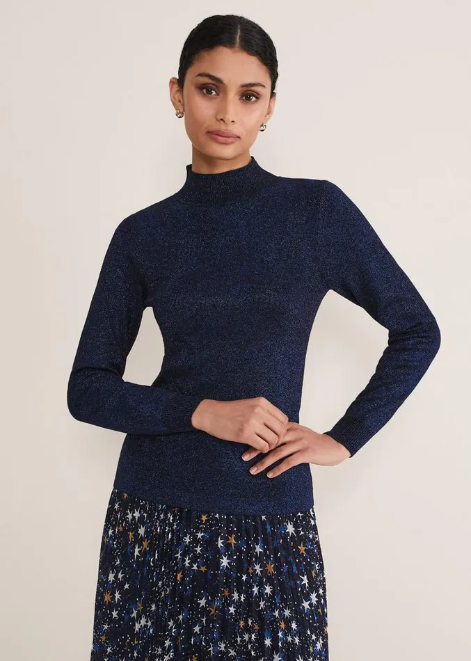 Gwyneth Lurex Knitted Jumper Midnightblue Women Phase Eight Knitwear
