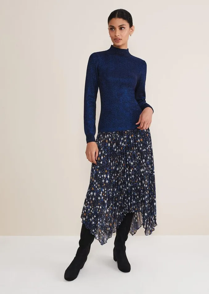 Gwyneth Lurex Knitted Jumper Midnightblue Women Phase Eight Knitwear