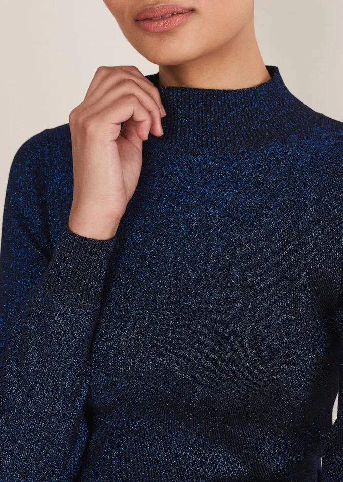 Gwyneth Lurex Knitted Jumper Midnightblue Women Phase Eight Knitwear