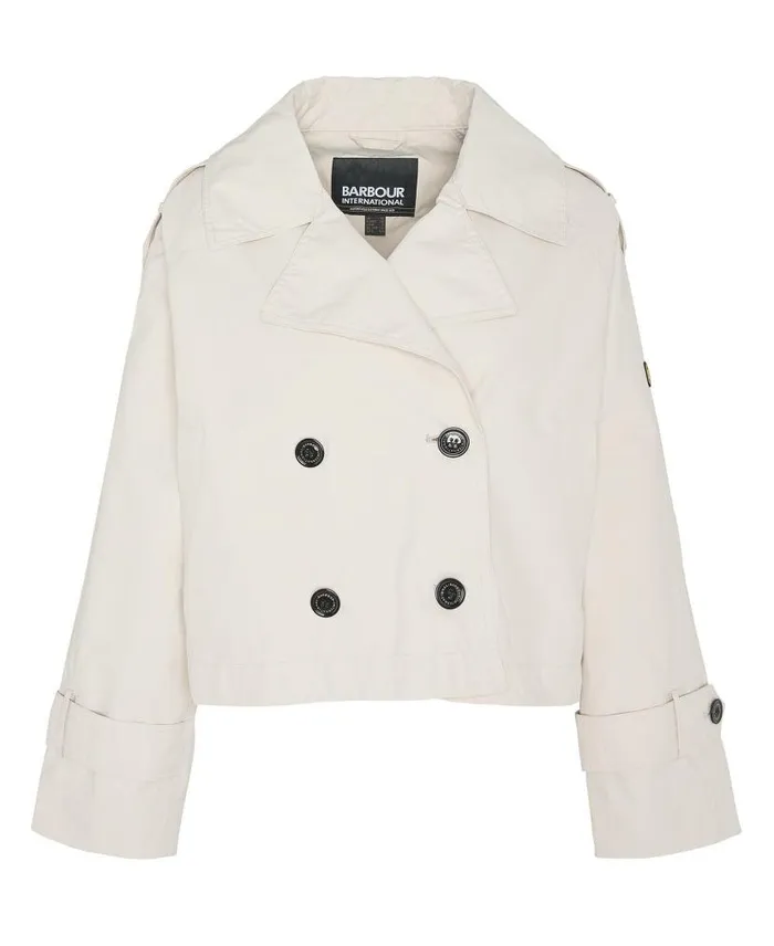 Hadfield Cropped Trench Coat Blanc Women Barbour Trench Coats