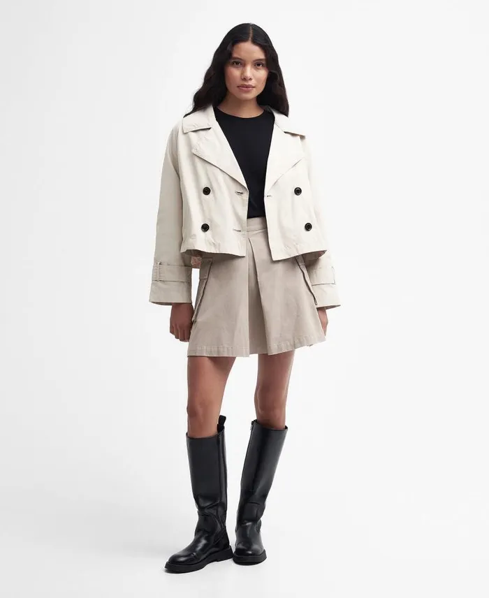 Hadfield Cropped Trench Coat Blanc Women Barbour Trench Coats