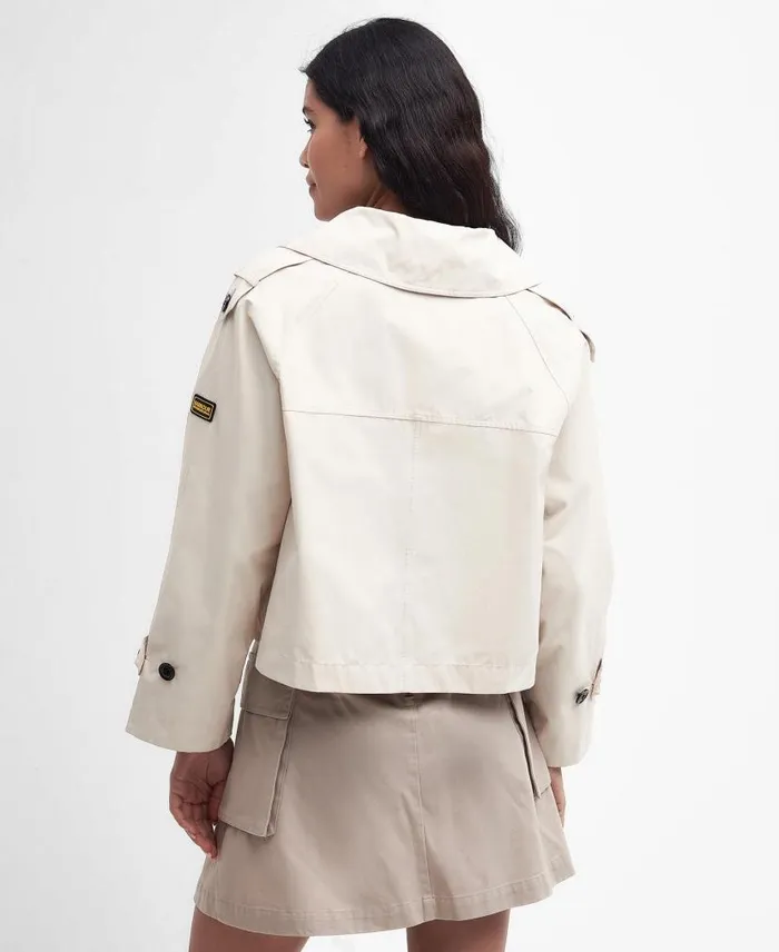 Hadfield Cropped Trench Coat Blanc Women Barbour Trench Coats