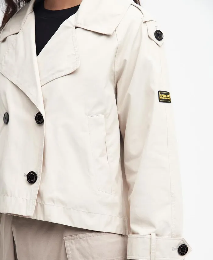 Hadfield Cropped Trench Coat Blanc Women Barbour Trench Coats