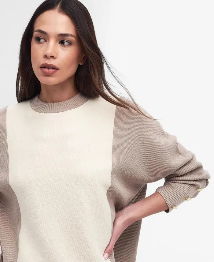 Hamilton Crew Neck Jumper Blanc Women Barbour Jumpers