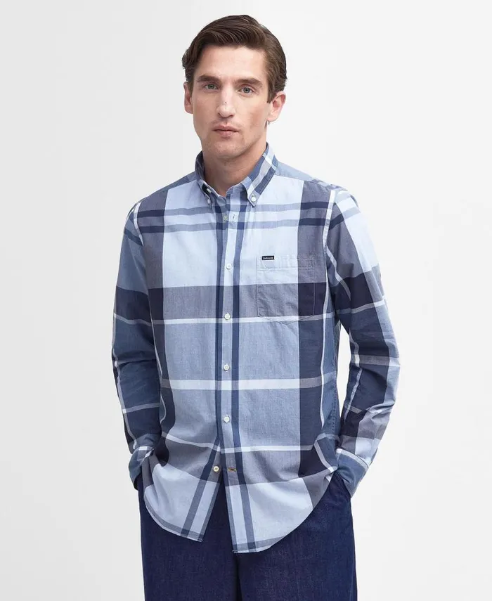 Harris Tailored LongSleeved Shirt Berwick Blue Tartan Men Barbour Shirts
