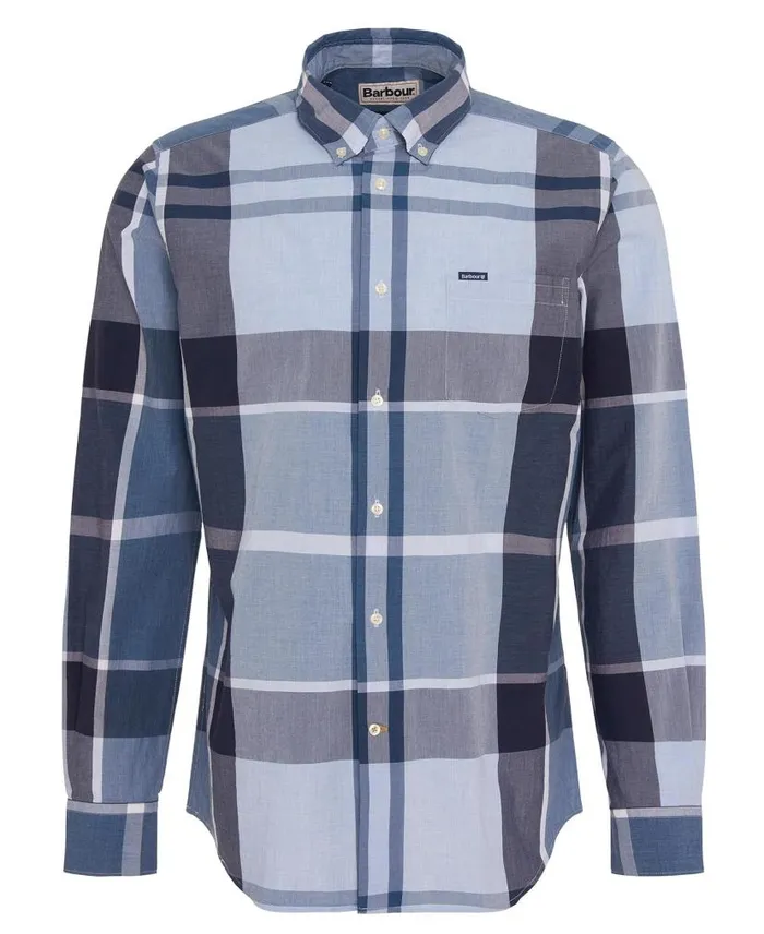 Harris Tailored LongSleeved Shirt Berwick Blue Tartan Men Barbour Shirts