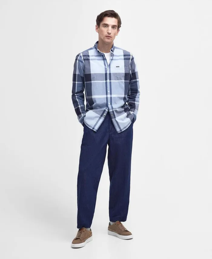 Harris Tailored LongSleeved Shirt Berwick Blue Tartan Men Barbour Shirts