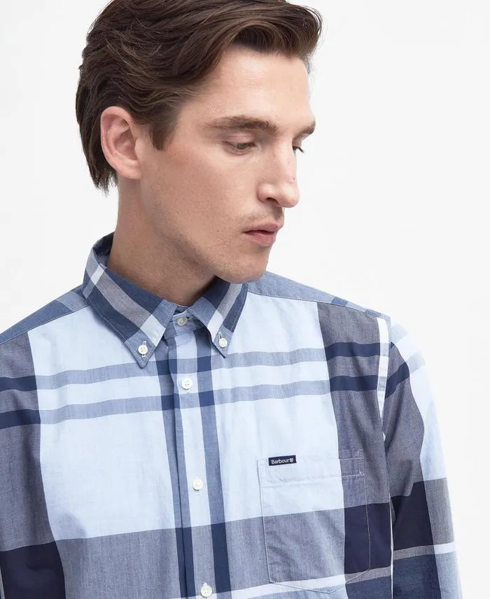 Harris Tailored LongSleeved Shirt Berwick Blue Tartan Men Barbour Shirts