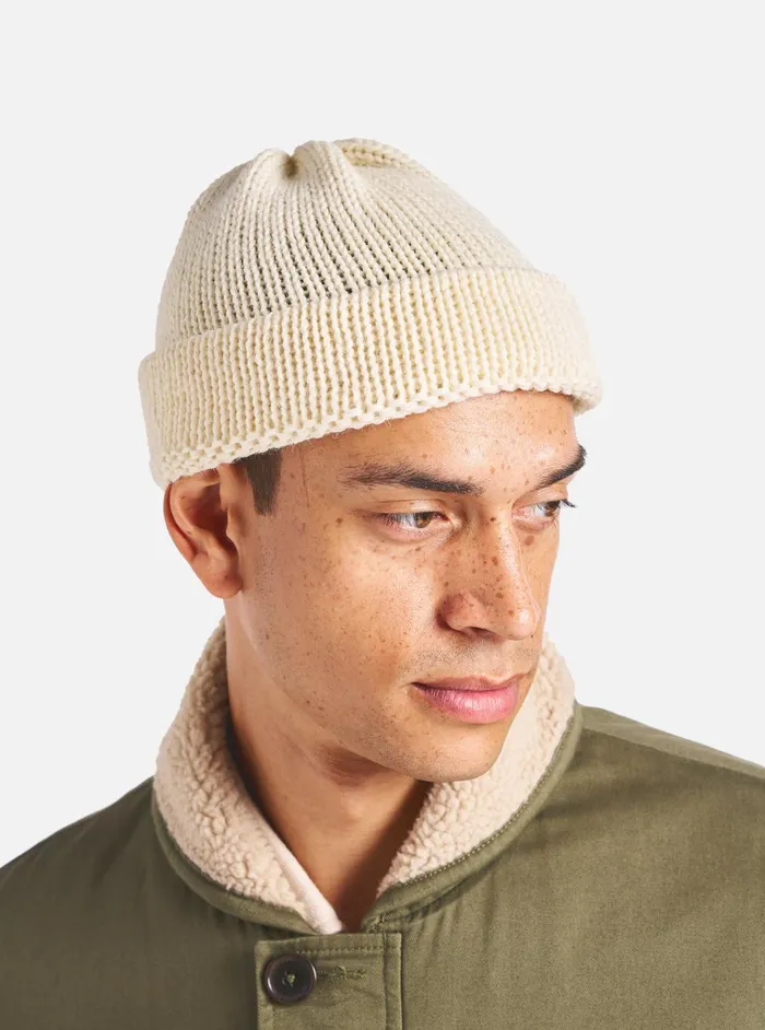 Hats Men Universal Works Universal Works Short Watch Cap In Ecru British Wool