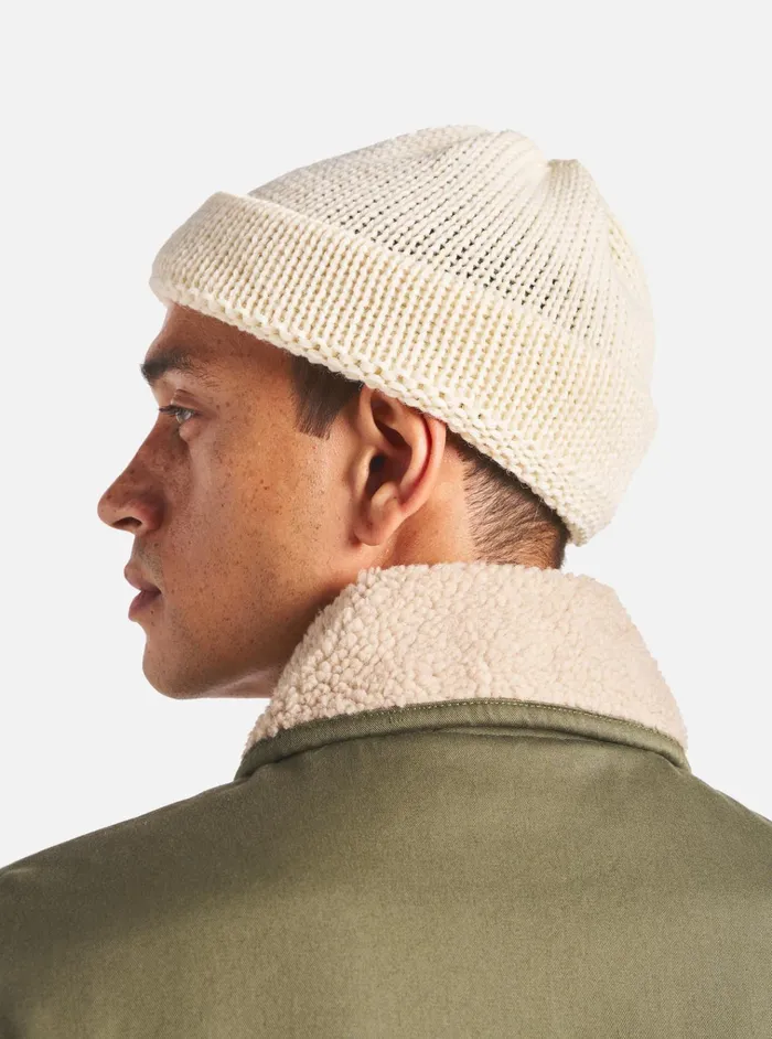 Hats Men Universal Works Universal Works Short Watch Cap In Ecru British Wool